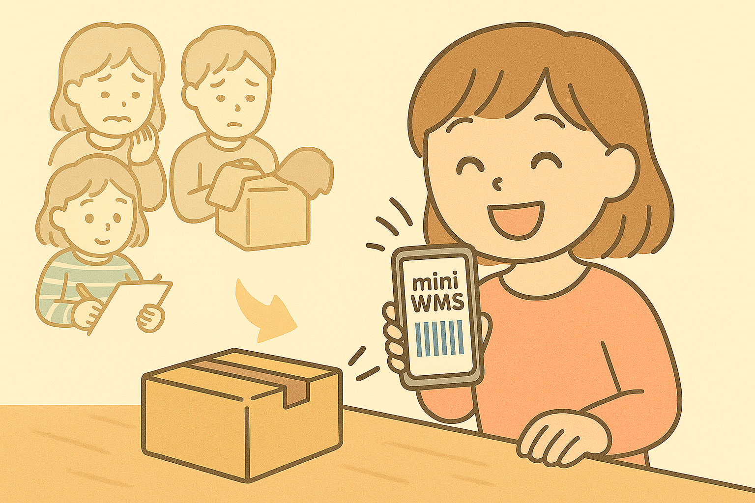 mini WMSご導入による在庫管理の課題解決と業務効率化のイメージ